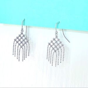 Rare! Tiffany & Co. 18K White Gold Fringe Weave Bead Earrings — Mint Condition!